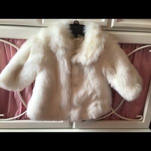 Little Mass White Faux Fur Jacket Sz 2T